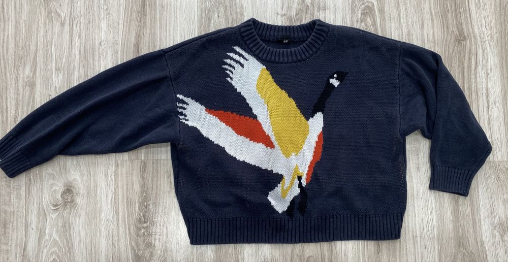 Granatowy krótki sweter żuraw H&M m-xl