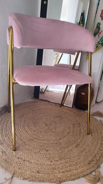 Cadeira de veludo rosa NOVO