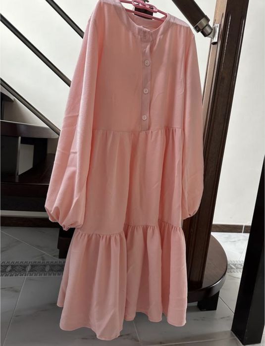 Сукня-трапеція з воланами, колір світло-рожевий, m