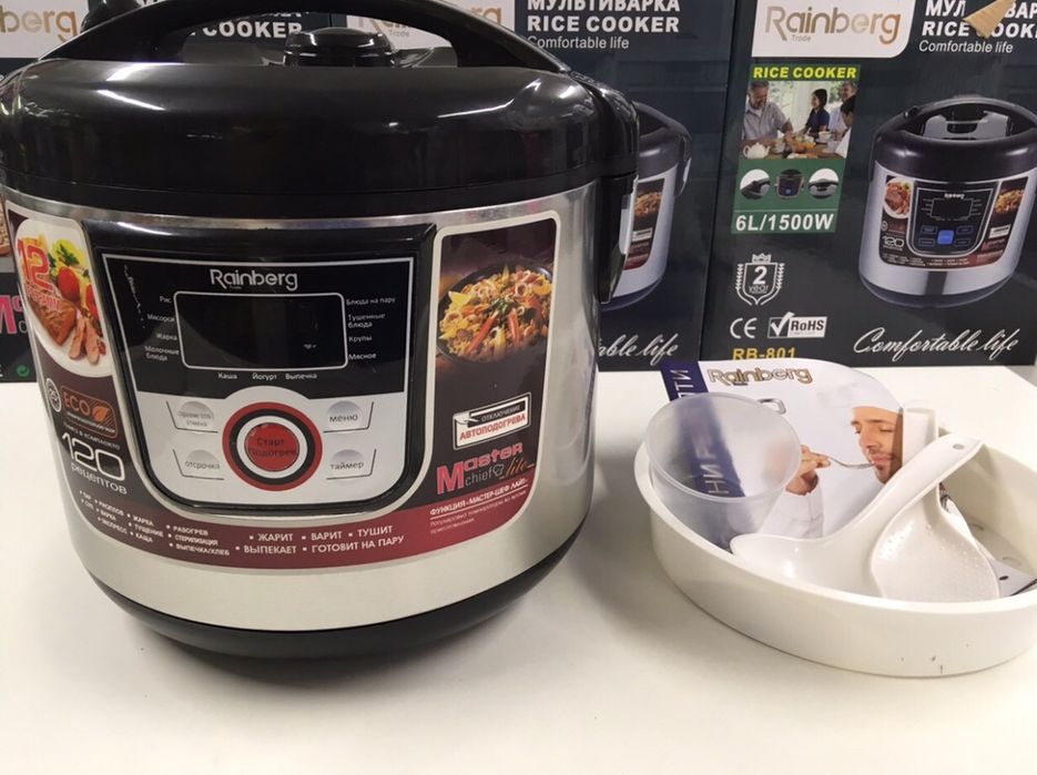 Новая Мультиварка 6л Rainberg Rb-801 / 12 программ / Пароварка 1500 вт