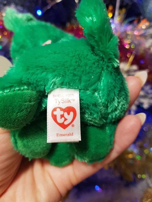Ty beanie boos глазастик зеленый пес EMERALD 15 см