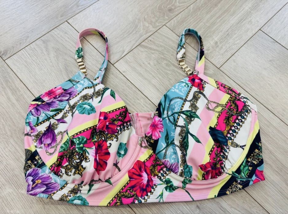 Bikini góra top łańcuszki złote kwiaty 36 DD/E Butik