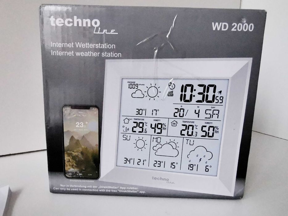 Stacja Pogodowa Technoline WD2000 LCD + Czujnik Wi-Fi Aplikacja