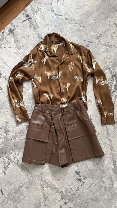 Блузка Zara шоколадні шорти