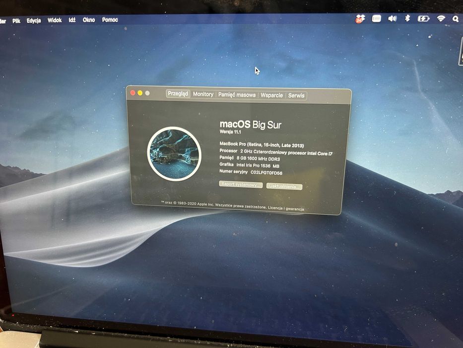 Laptop Mac Book Pro 15"  8GB RAM 256GB SSD 2013 + magic mouse
