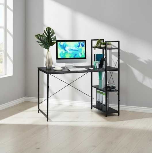 Biurko Komputerowe Loft Szkolne Metalowe Z Regałem I Półkami 120x60