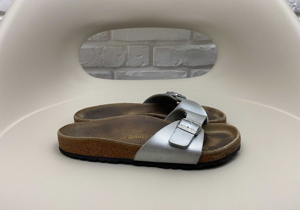 Klapki Damskie Birkenstock Madrid Silver Srebne Rozmiar 36
