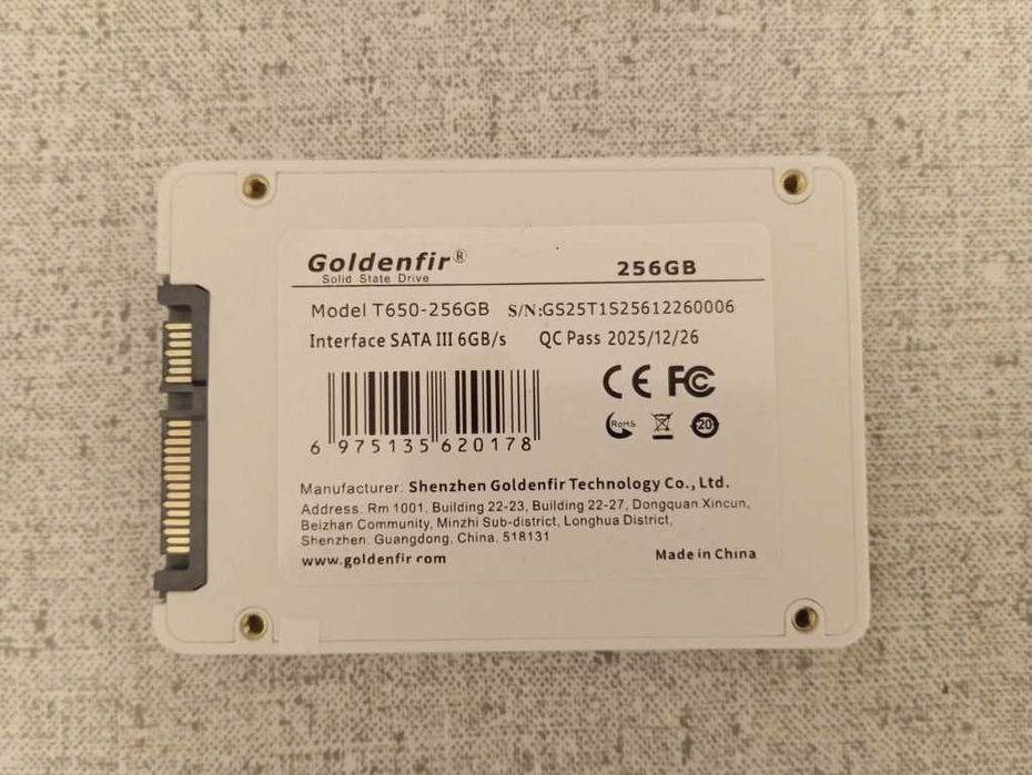 Goldenfir SSD 256GB 2.5″ SATA III білий, новий