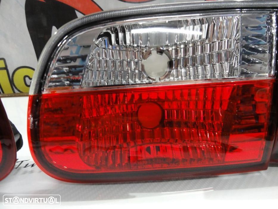 Faróis / farolins traseiros euro look para Honda Civic 92-95 3 portas red / clear (vermelho / cristal)