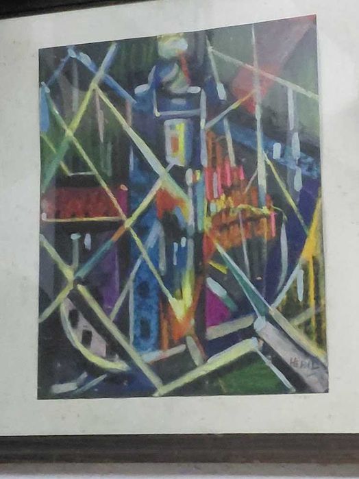 Quadro com imagens geométricas , pintor Hébil