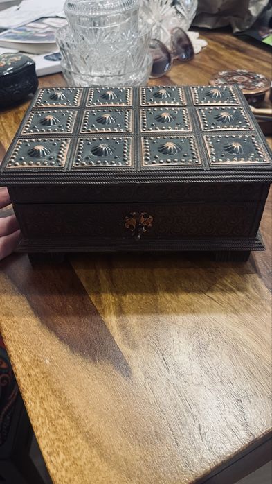 Szkatulka drewniana prl vintage