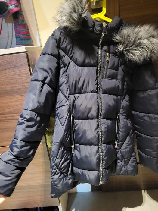 Kurtka zimowa damska L granat puchowa pikowana