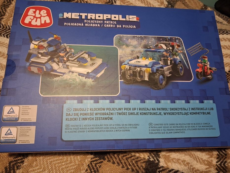 Nowy zestaw klocki Policyjny patrol 2 w 1 duży 407 el. policja prezent