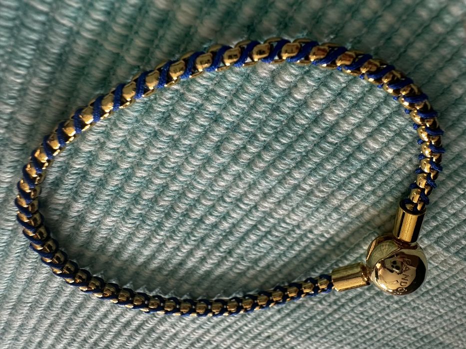 Pandora niebieska sznurkowa bransoletka 18 cm