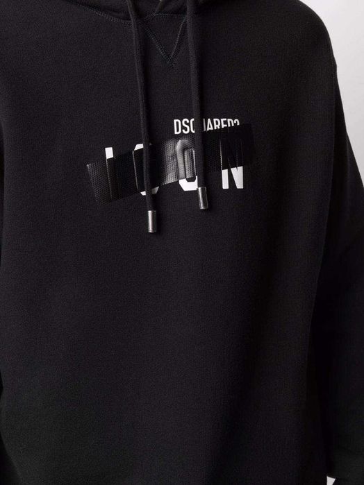 Dsquared2 bluza z kapturem Tape Hoodie czarna oryginal rozmiar M/L