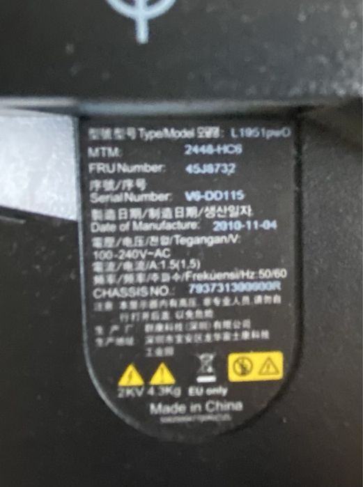 Монітор Lenovo ThinkVision L1951pwD