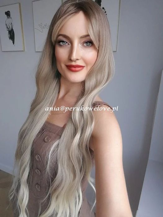 Peruka BLOND ombre długie włosy na co dzień jak naturalne