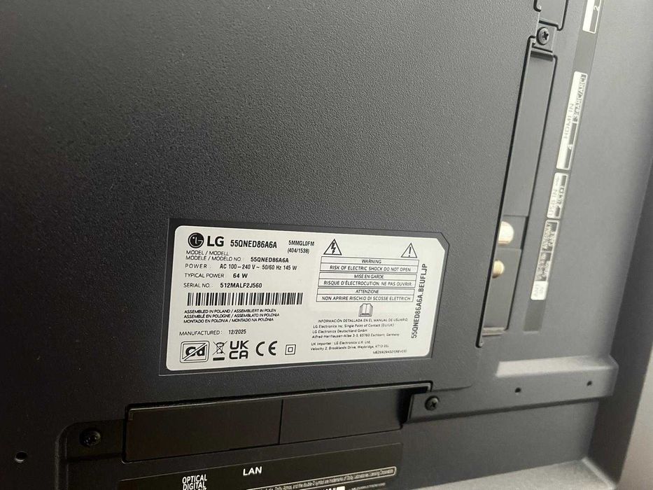 LG QNED 55" 4K – 55QNED86A6A – Ecrã danificado