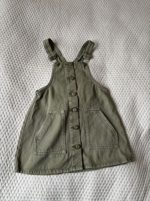 Sukienka ogrodniczka Zara 110 zielona khaki