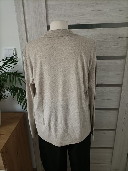 Beżowy Sweter sweterek ze stójką pół golf bawełniany ciepły miękki ele