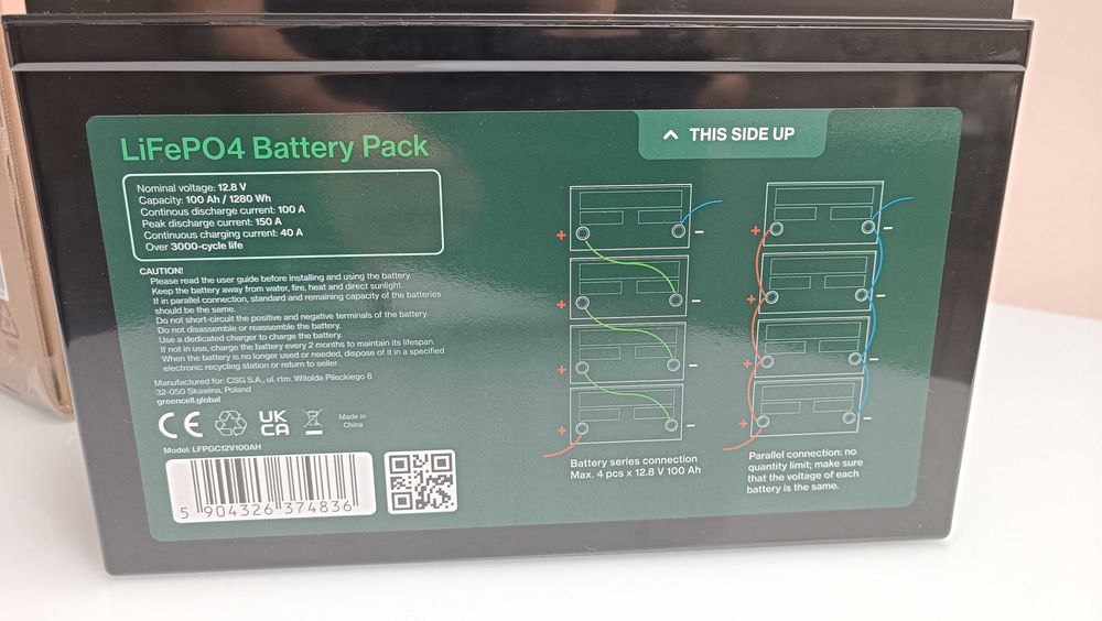 Green Cell Green Cell CUBE Akumulator LiFePO4 100Ah 12.8V 1280Wh kamper przyczepa