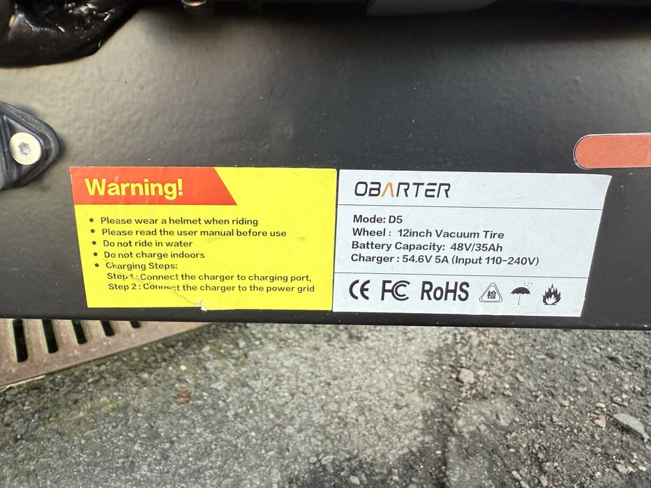 Електросамокат OBARTER D5 5000 Вт — 60–70 км/год, запас ходу до 100 км