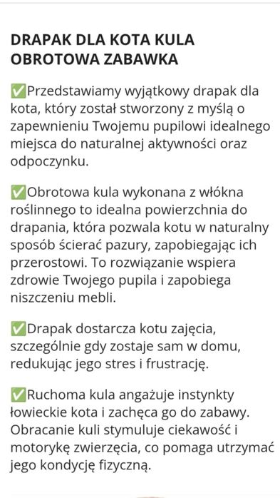 Nowy drapak dla kota, obrotowa kula