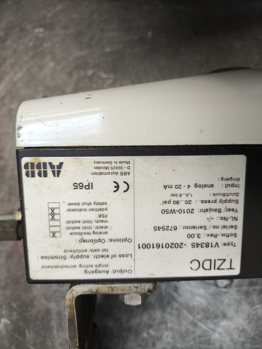 Pneumatyczny pozycjoner zaworu ABB 4 do 20MA TZIDC V18345