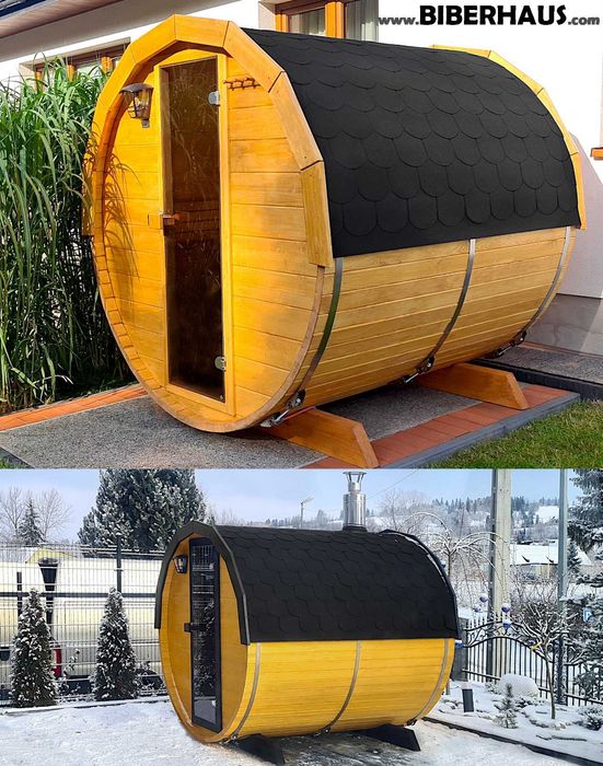 SAUNA Ogrodowa 200 cm + GRATIS Beczka / Wiata + Akcesoria