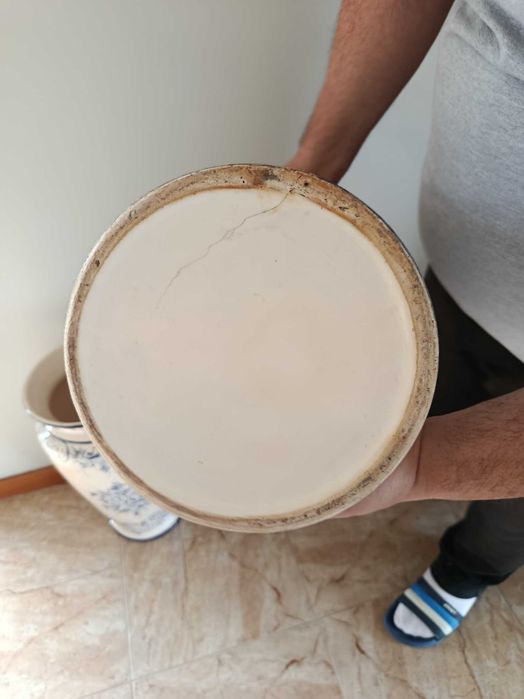 Pares de Vasos de Chão Cerâmica Pintados à Mão (51 cm) - Estilo Tradicional / Azulejo