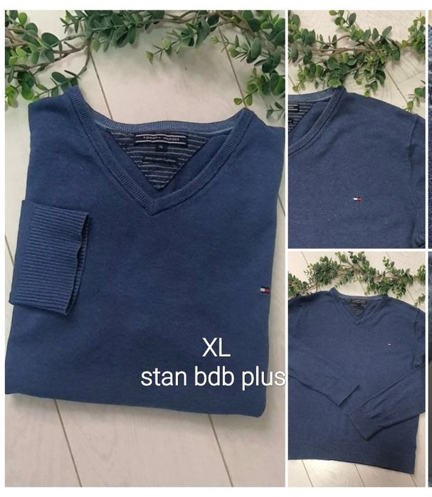 Tommy Hilfiger Pima Cotton Cashmere,  sweter  męski,  niebieski,  XL.