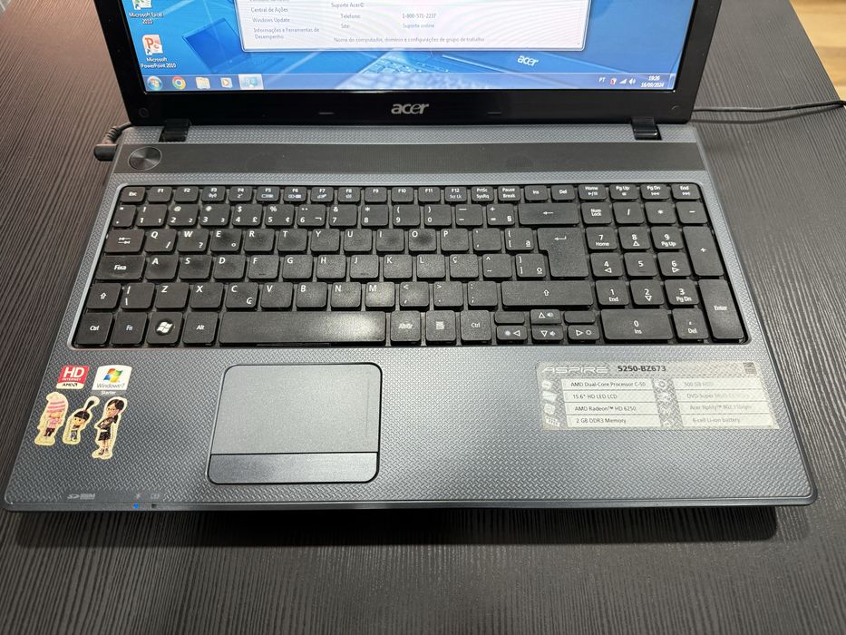 Acer aspire 5250 dual core 2gb hd 500gb bateria ruim