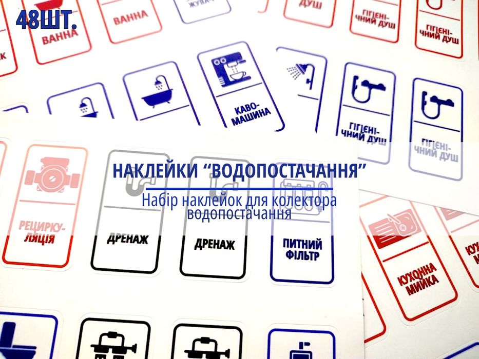 Набір наліпок для опалення, водопостачання, тепла підлога