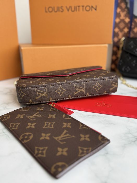 Сумка женская коричневая Louis Vuitton Felicie Pochette Brown кожа