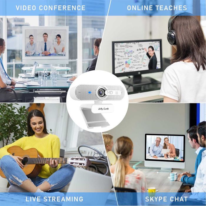 Jelly Comb Kamera internetowa z mikrofonem HD 1080P USB WEBCAM Skype