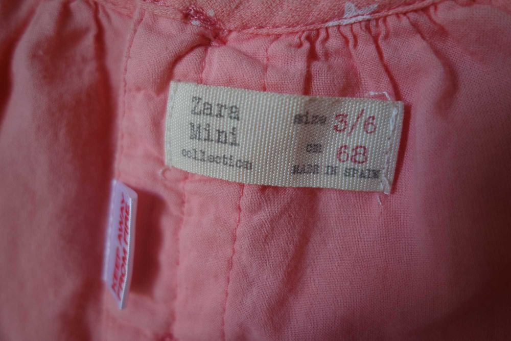Babygrow Zara 3-6 meses p/menina verão rosa com estrelinhas