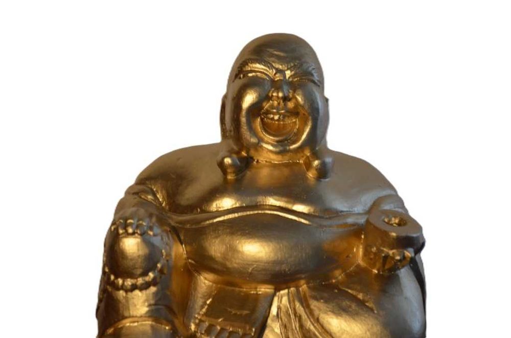 Estatueta buda hotei san, em pó de pedra