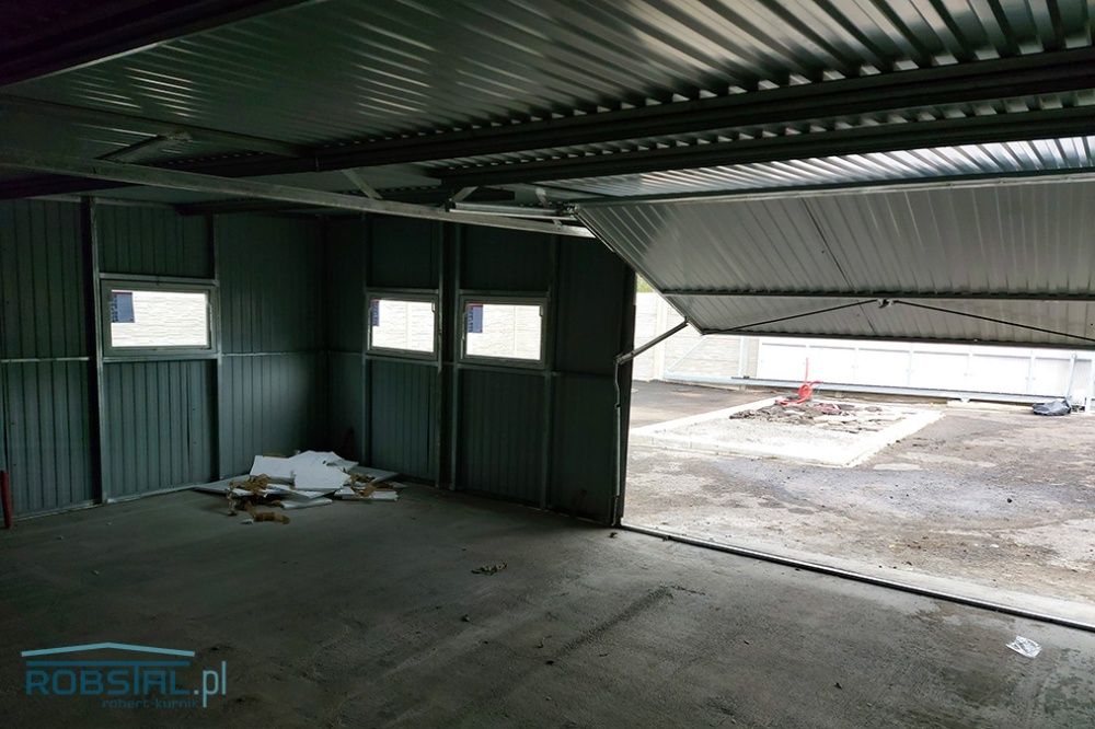 Garaż blaszany grafitowy blaszak 6x5 garaże z bramą uchylną