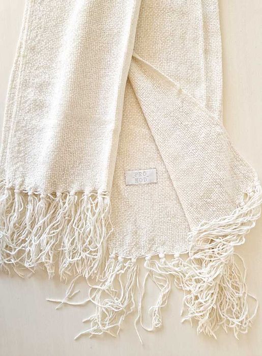 Szal, wiskoza, ciepły, kremowy/ecru, unisex, Promod