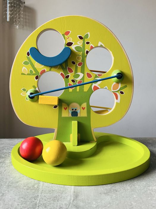 Drewniany tor zjazdowy dla kulek_Zielone drzewko