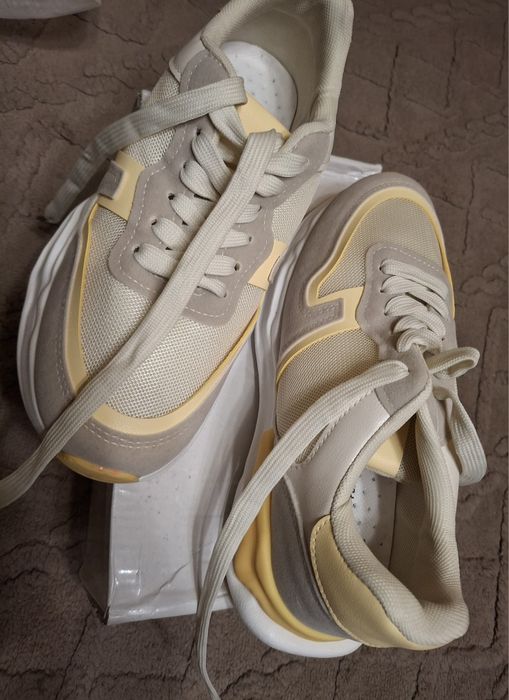 Buty damskie sneakersy, bez z żółtym