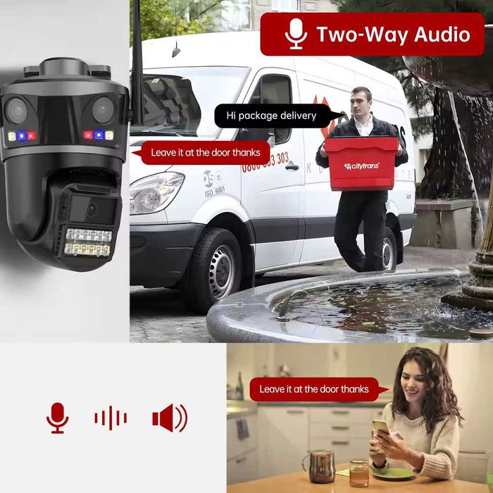 Câmara de Vigilância 6K HD – 3 Lentes | PTZ | Wi-Fi | IA | iCSee |IP66