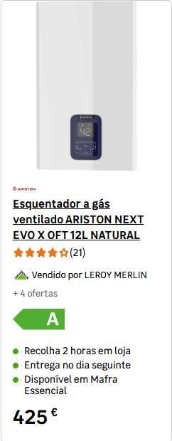 Esquentador a gás ventilado Ariston next evo x oft 12 litros natural