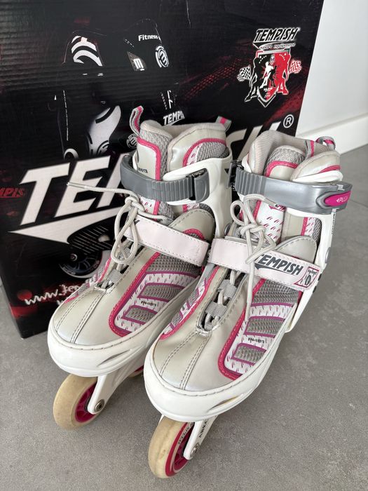 Łyżworolki rolki regulowane biało różowe Tempish 34-37 23 cm