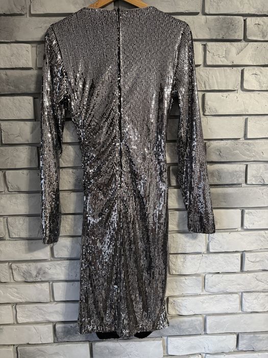 Sukienka cekinowa cekiny srebrna wesele sylwester urodziny