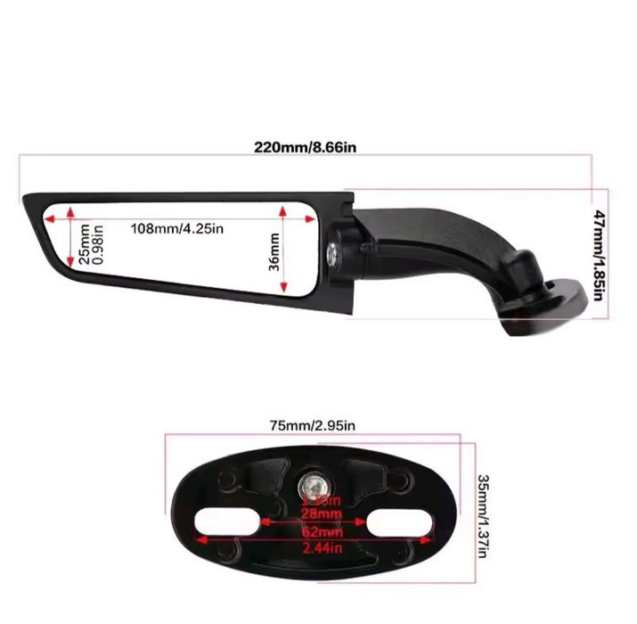 Espelhos de Asa Universais - Mota Desportiva