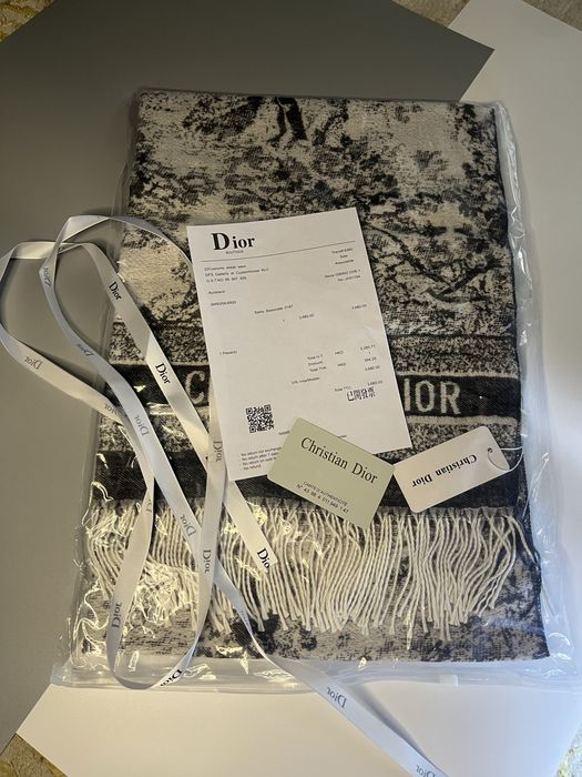 Кашеміровий шарф Christian Dior з принтом Toile de Jouy
