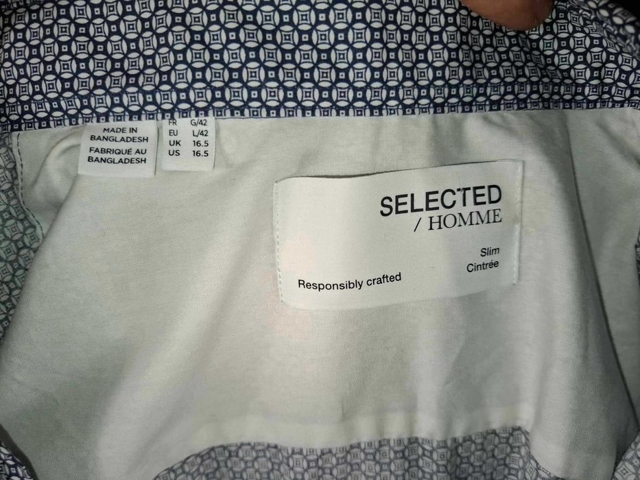 SELECTED HOMME Slim Nowa Koszula Męska L 42 Oryginalna Bawełna 100%