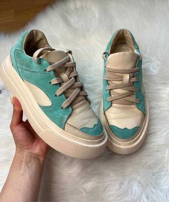 Кроссовки кеды бежевые белые кожаные натуральные замшевые