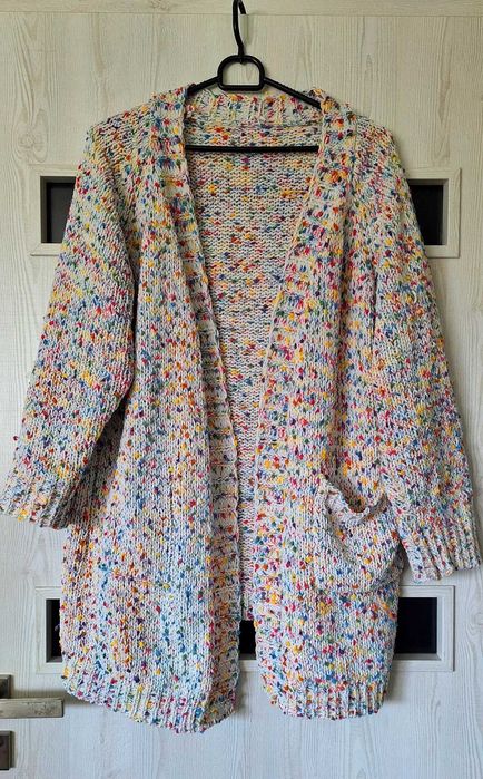 Szydełkowy kolorowy kardigan sweter Shein Curve 2XL 3XL plus size